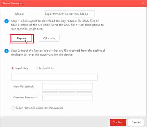 hikvision sadp reset export file