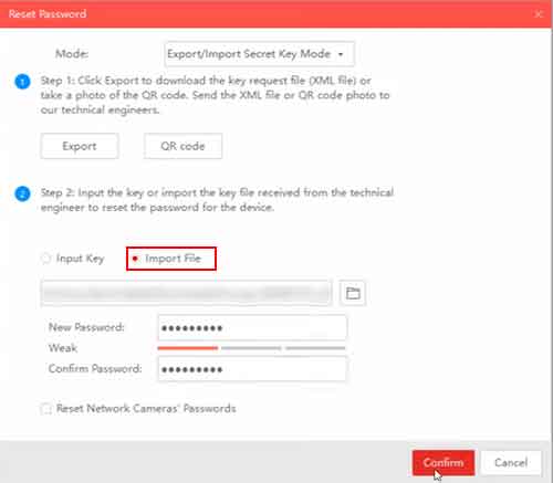 import reset file in hikvision sadp tool