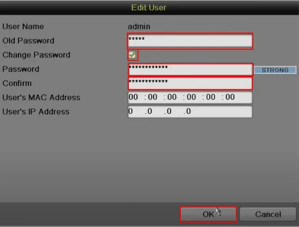 hikvision user confirm password