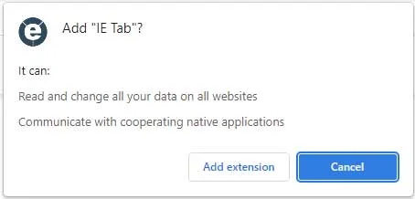 ie tab add extension message